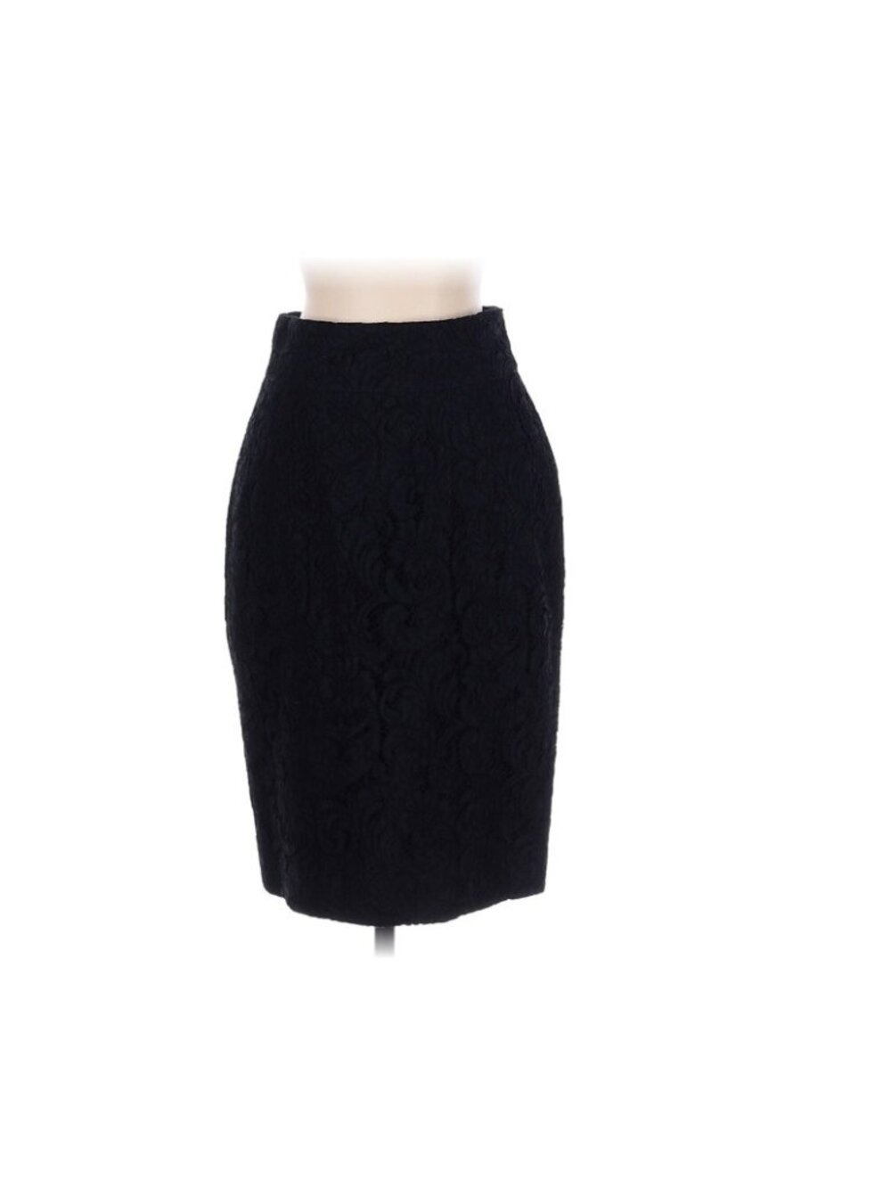 Burberry London Black Textured Leather Trim Knee Length Pencil Skirt Sz 4 EUC - Picture 2 of 6